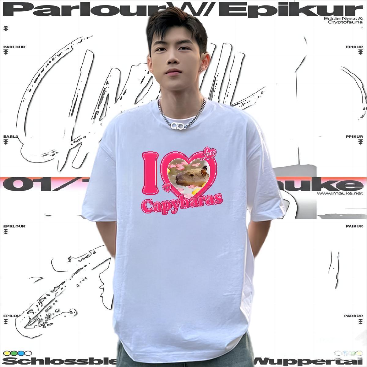 Free Shipping T-Shirts for Men 230g 100% Cotton letter High Street Hip Hop Custom Printing Breathable Crew Neck Tshirts Fashion Tops Tees