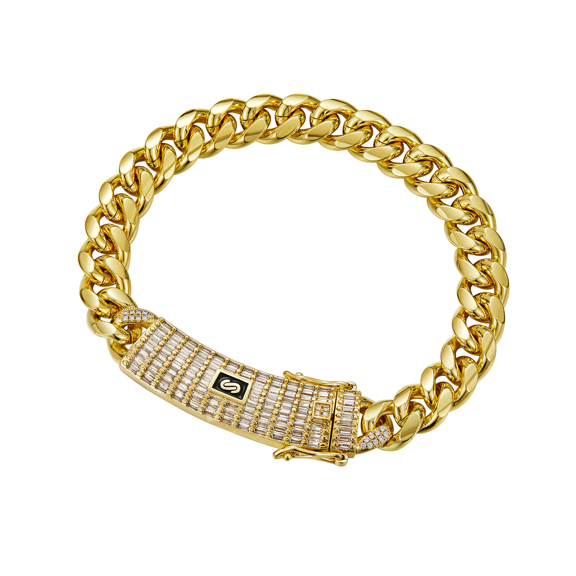 6-14mm Solid Stainless Steel Miami Cuban Chain Necklace Bracelets T Zircon Long Clasp 14K Gold Plated Jewelry
