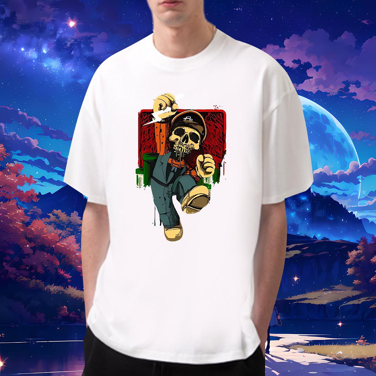 Loose Fit T shirt 100% Cotton 230g skull Spring Summer Plus Size Custom Round Neck Short Sleeve Men Clothes T-Shirt Stylist Polos