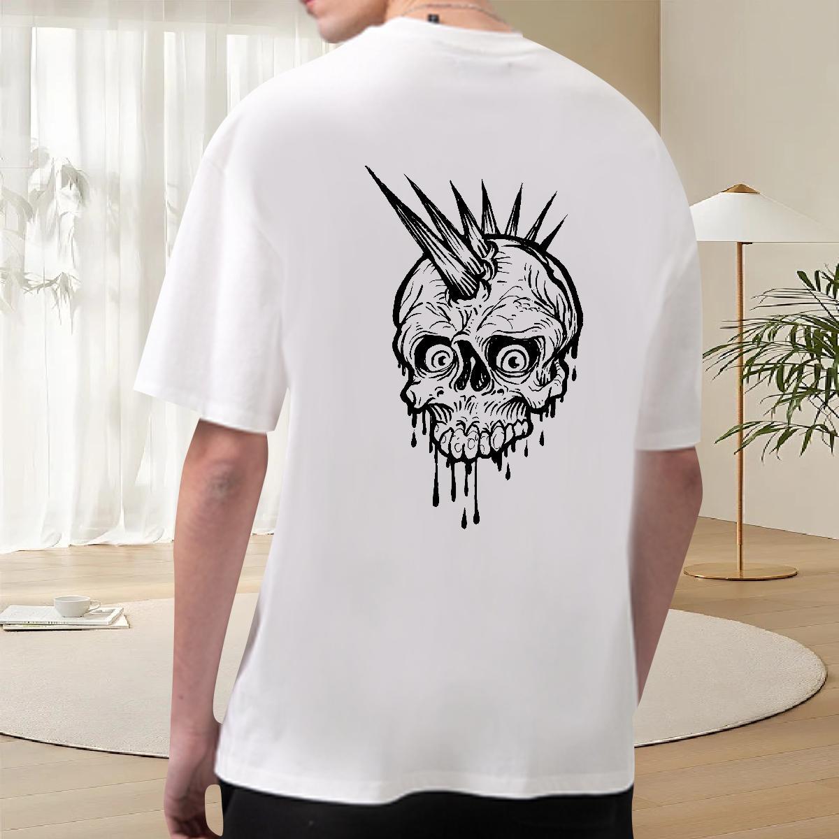 Wholesale T-Shirts 230g Pure Cotton skull High Street Hip Hop Oversized 4XL Breathable Crew Neck Tshirts Designer Fashion Tops Tees