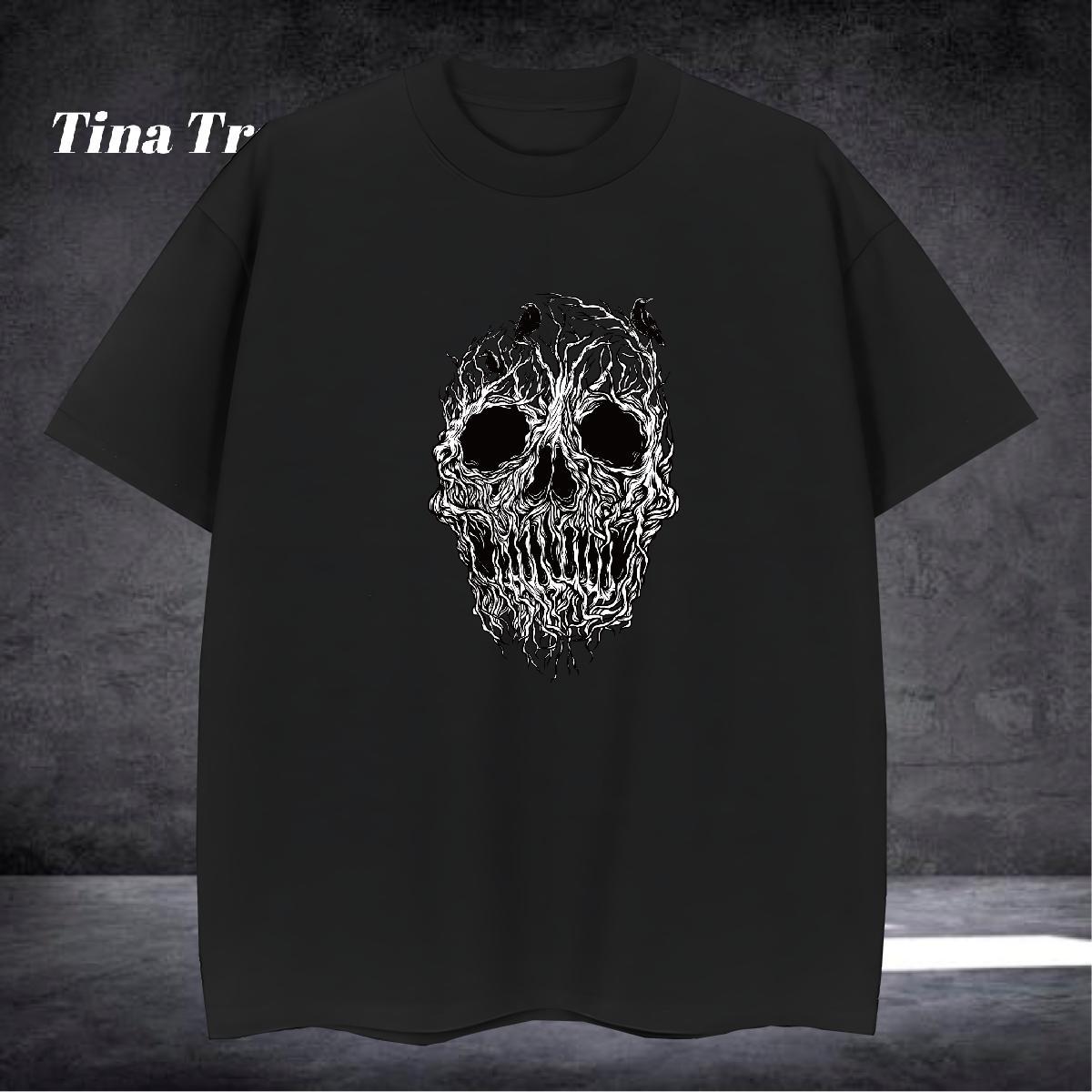 Unisex T Shirt For Man 230g Cotton skull Sports Casual Custom Printed Breathable Crew Neck Tshirt for Man Woman New Arrival Clothes