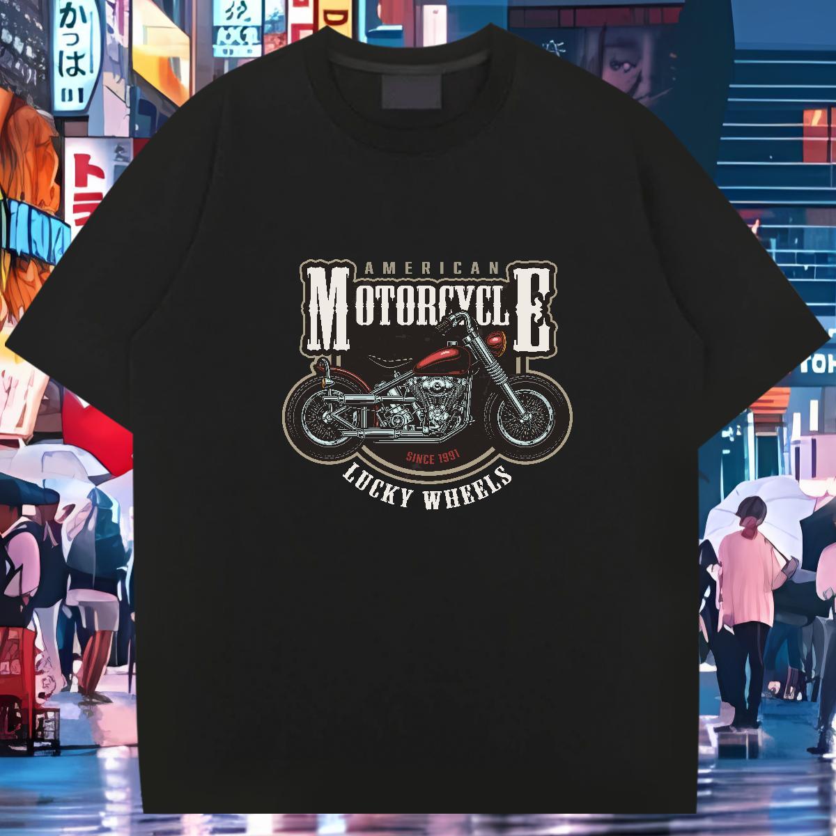 Comfortable T-Shirts 100% Cotton 230g Motorcycle Daily Outfit Customized Print Round Neck Short Sleeve Couples T Shirts Classic Casual Polos