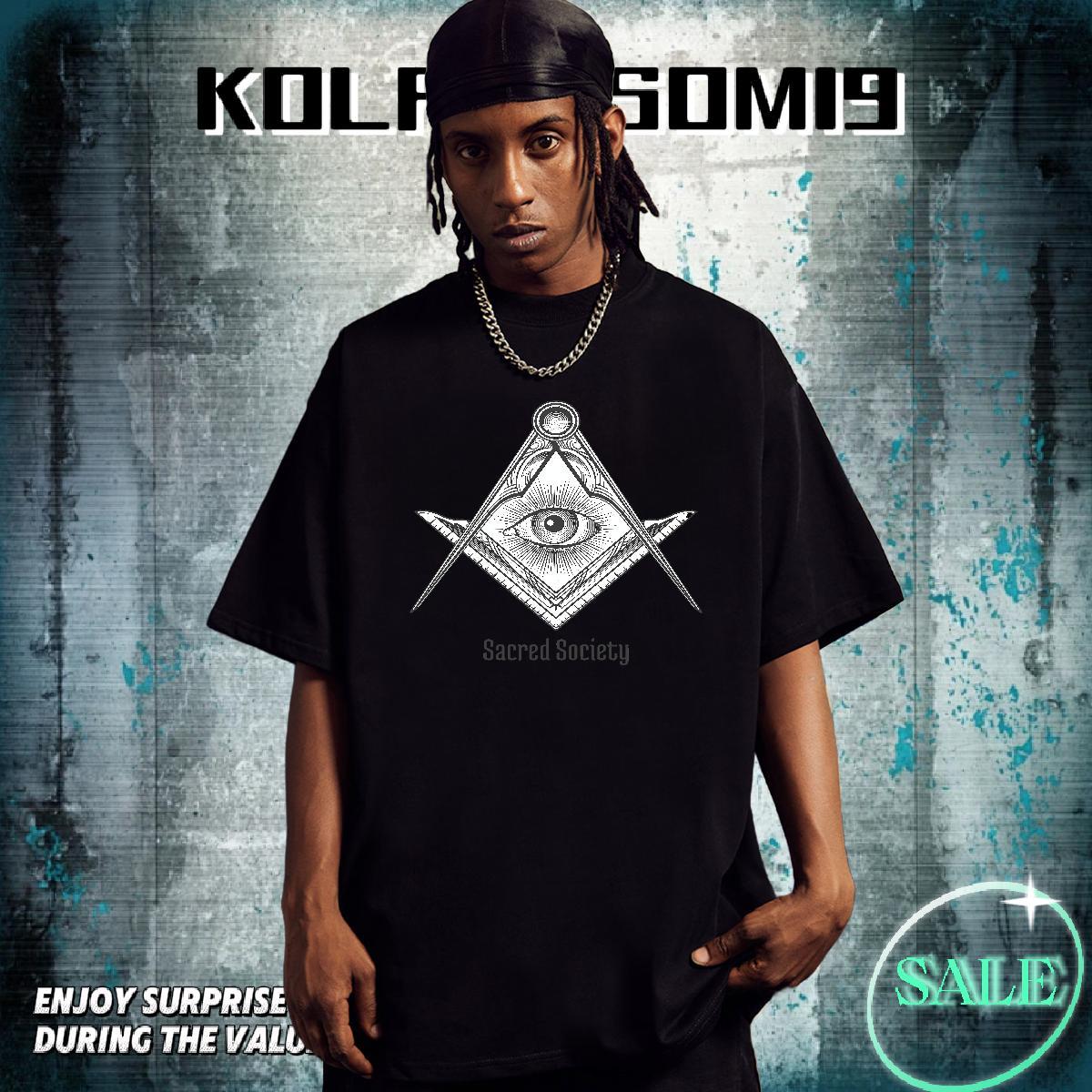 Comfortable Mens T Shirts 100% Cotton 230g eye of the devil Street Casual Anime Print Breathable Crew Neck Tshirts Fashion New Clothings