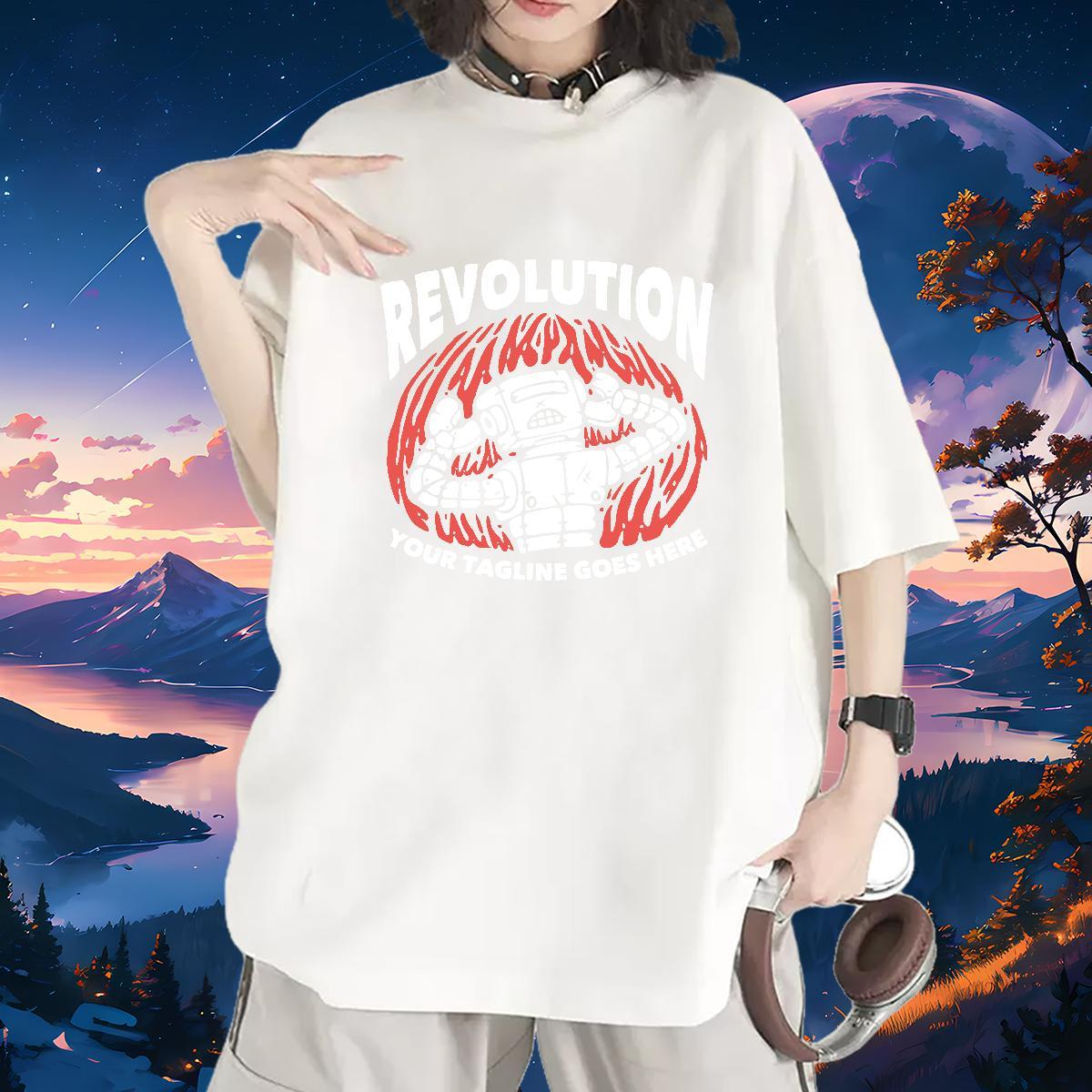 Loose fit Tshirt for Man Woman 100% Cotton 230g robot Hip Hop Street T Shirts Women Breathable Crew Neck DIY Anime Top Shirts