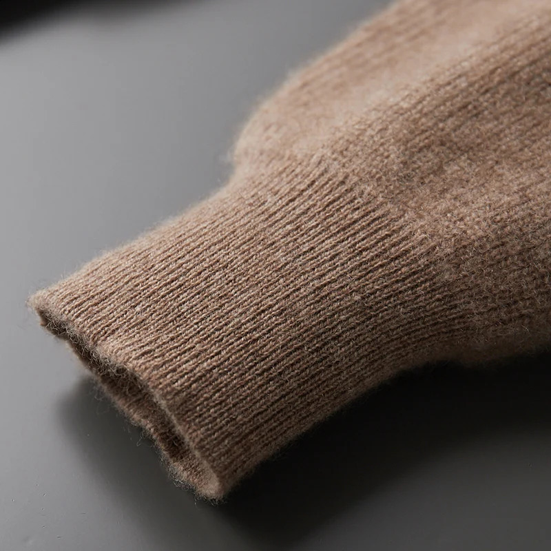 Mens hooded cardigan wool jacket autumnwinter thick large 100% Merino sweater zipper casual sports top 240824