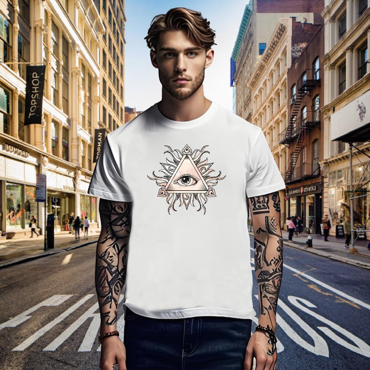 Cool Men T Shirts 100% Cotton 230g eye of the devil Street Wear Oversized Breathable Short Sleeve Tshirt for Man Woman Wholesale Clothings