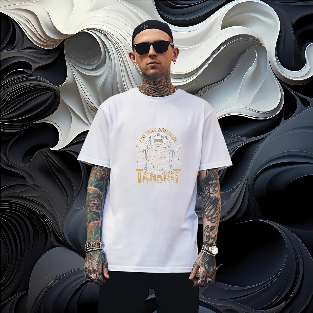 Brand T-Shirts for Men 230g Pure Cotton skull Street Cartoon Printing L-4XL Breathable Crew Neck Men Tshirts DIY Top Tees