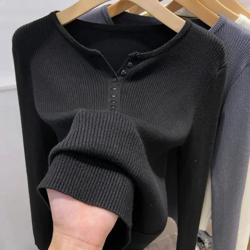 Spring Autumn Womens Sweater Pullovers Spring Warm Slim Bottoming Shirt Long Sleeve Casual Pull Femme Knitwear Jumpers 240824