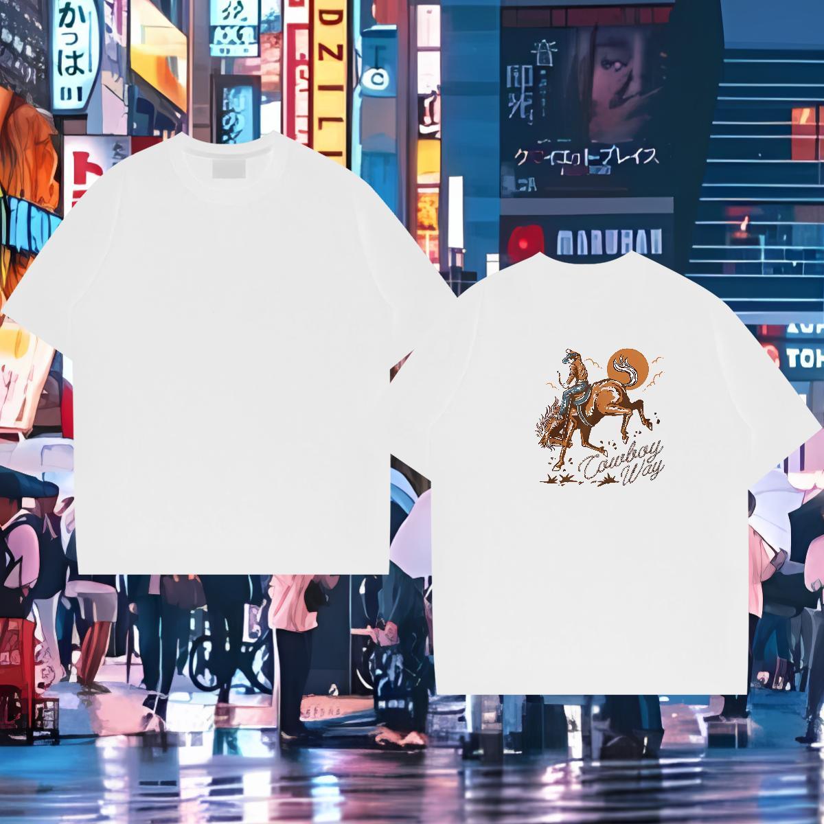 Popular T-Shirts for Men 230g Cotton character Street Wear Skull Breathable Short Sleeve Men Clothes T-Shirt 2024 Summer Tees Shirts