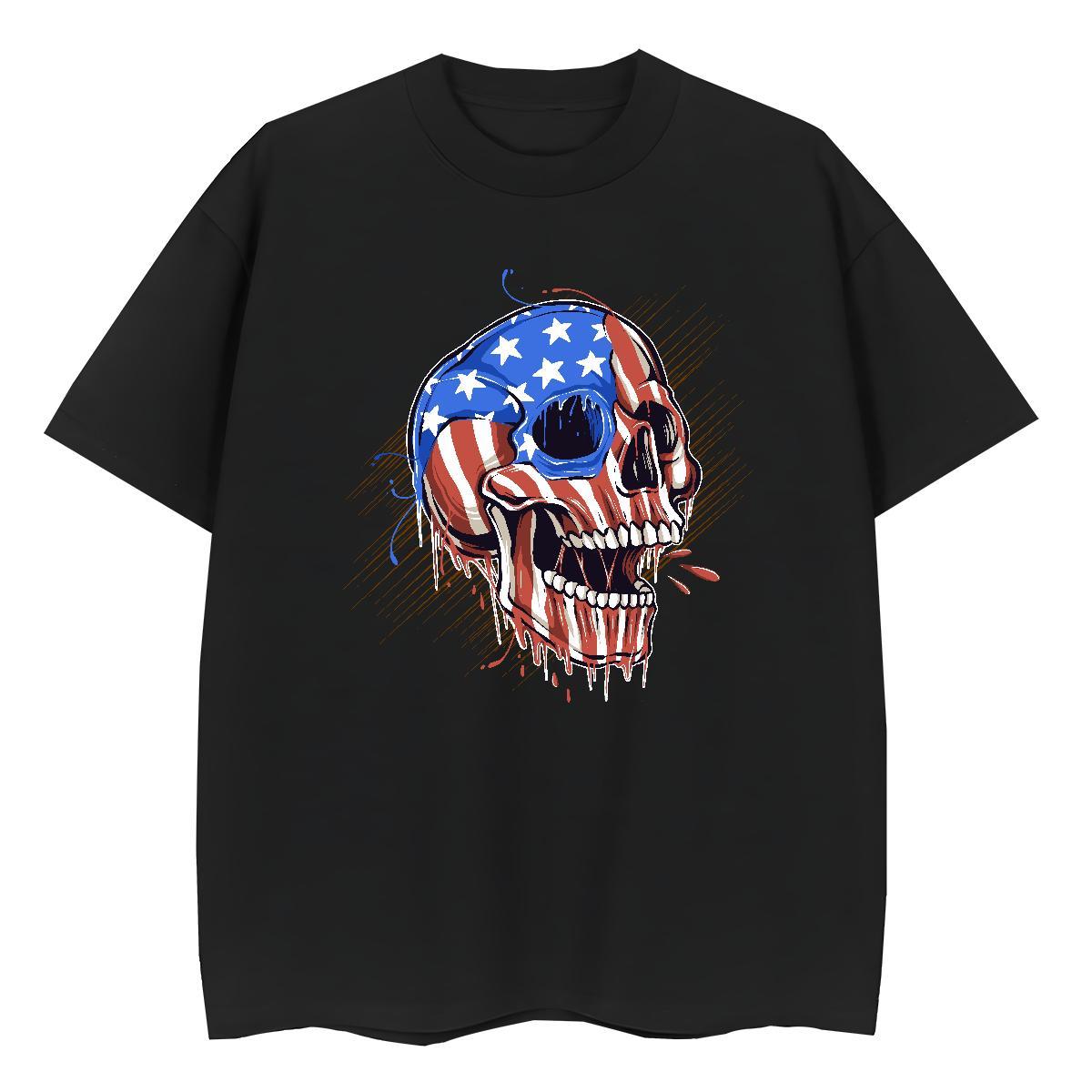 Designer Mens T Shirts 100% Cotton 230g skull Hip Hop Cartoon Printing L-4XL Breathable Crew Neck Men Tops Tees Casual New Tee Shirt