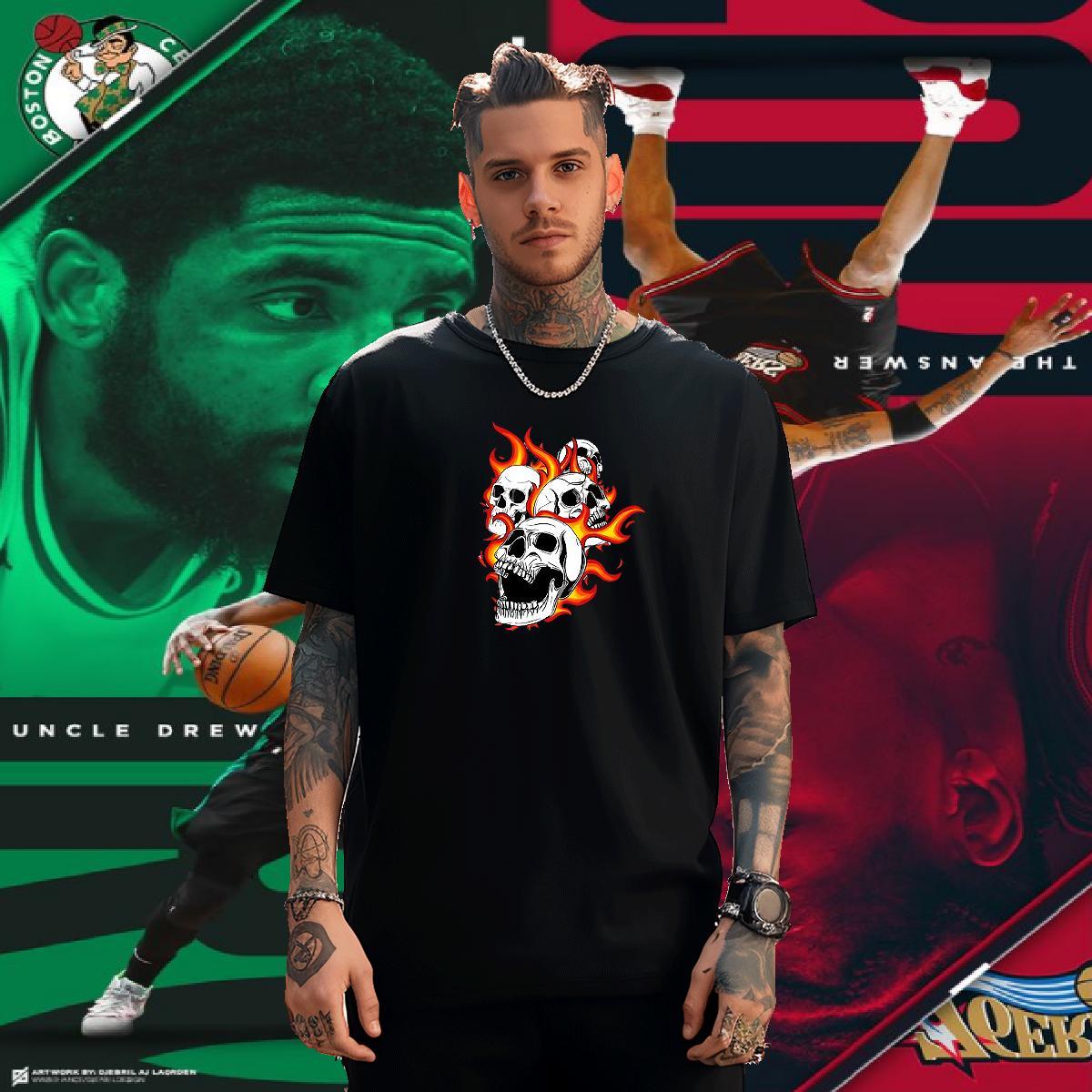 Classic T-Shirts 230g Pure Cotton skull Hip Hop Black White Breathable Soft Mens Tshirts Designer Fashion Tees Shirts