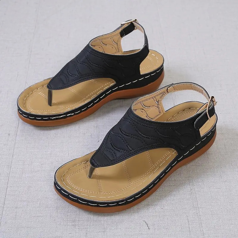 Summer Oxford Womens Sandals Flat Slide Pu Leather Flip Buckle Womens Shoes 2024 Roman Fashion Womens Slide 240823