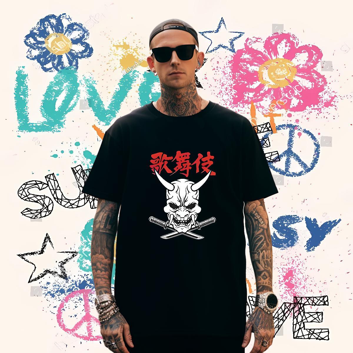 Cool Men T Shirts 230g 100% Cotton skull Casual Beach Oversized 4XL Breathable Mens Tshirts DIY Wear