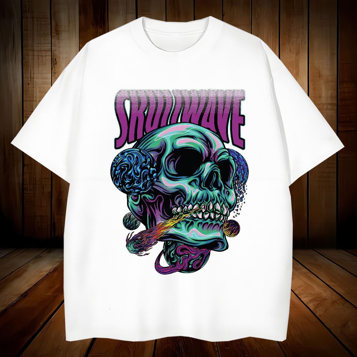 High Quality T Shirts Men 230g Pure Cotton skull Spring Summer DIY Breathable Soft Men Tees 2024 Clothes