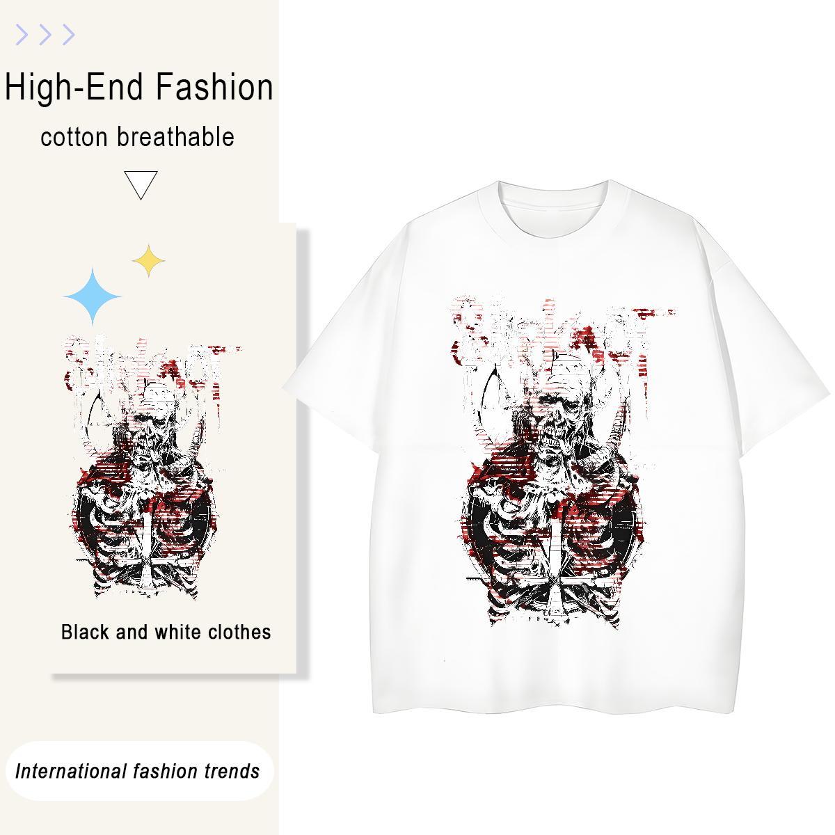 Lady Tshirt for Man Woman 100% Cotton 230g scary Casual Beach Woman T Shirts Breathable Graphic Tshirts