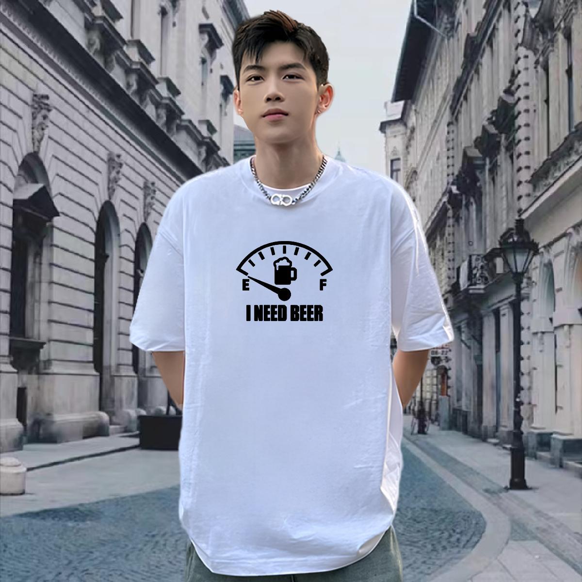 High Quality T-Shirts for Men 230g Cotton letter Spring Summer Customized Print Breathable Crew Neck Tshirts Fashion Design Top Tees