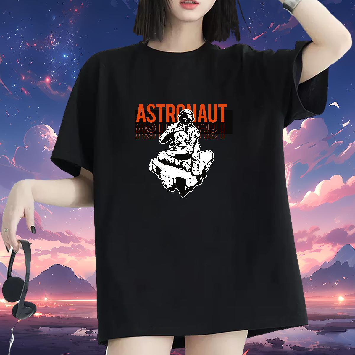 Free Shipping Unisex Tshirts 230g Cotton cosmonaut Spring Summer Womens T Shirts Breathable Oversized Top Tees