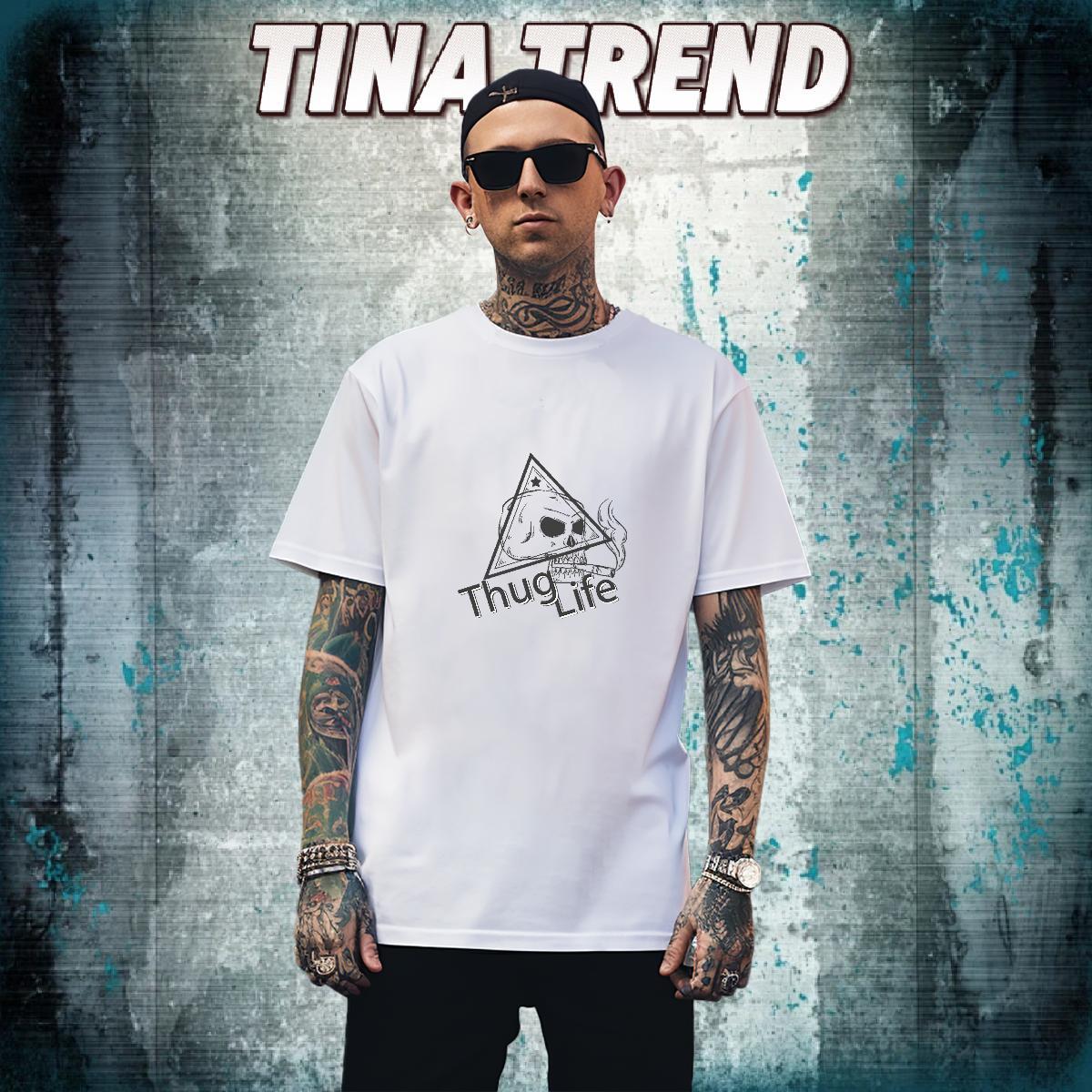 Loose Fit T-Shirts 230g 100% Cotton skull Street Casual Black White Breathable Soft Men Clothes T-Shirt Brand Tops Tees