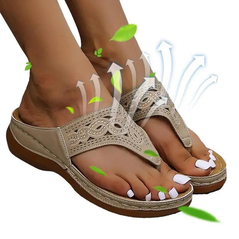 Womens orthodontic sandals with orthodontic flip cover arch support thick bottom slider suitable for daily beach wear 240823