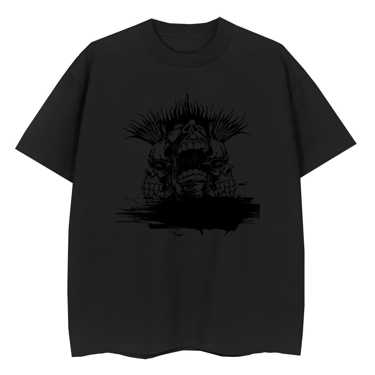 Popular Women Tshirts 230g Cotton scary Street Casual Woman T Shirts Breathable Crew Neck Black Oversized Clothes