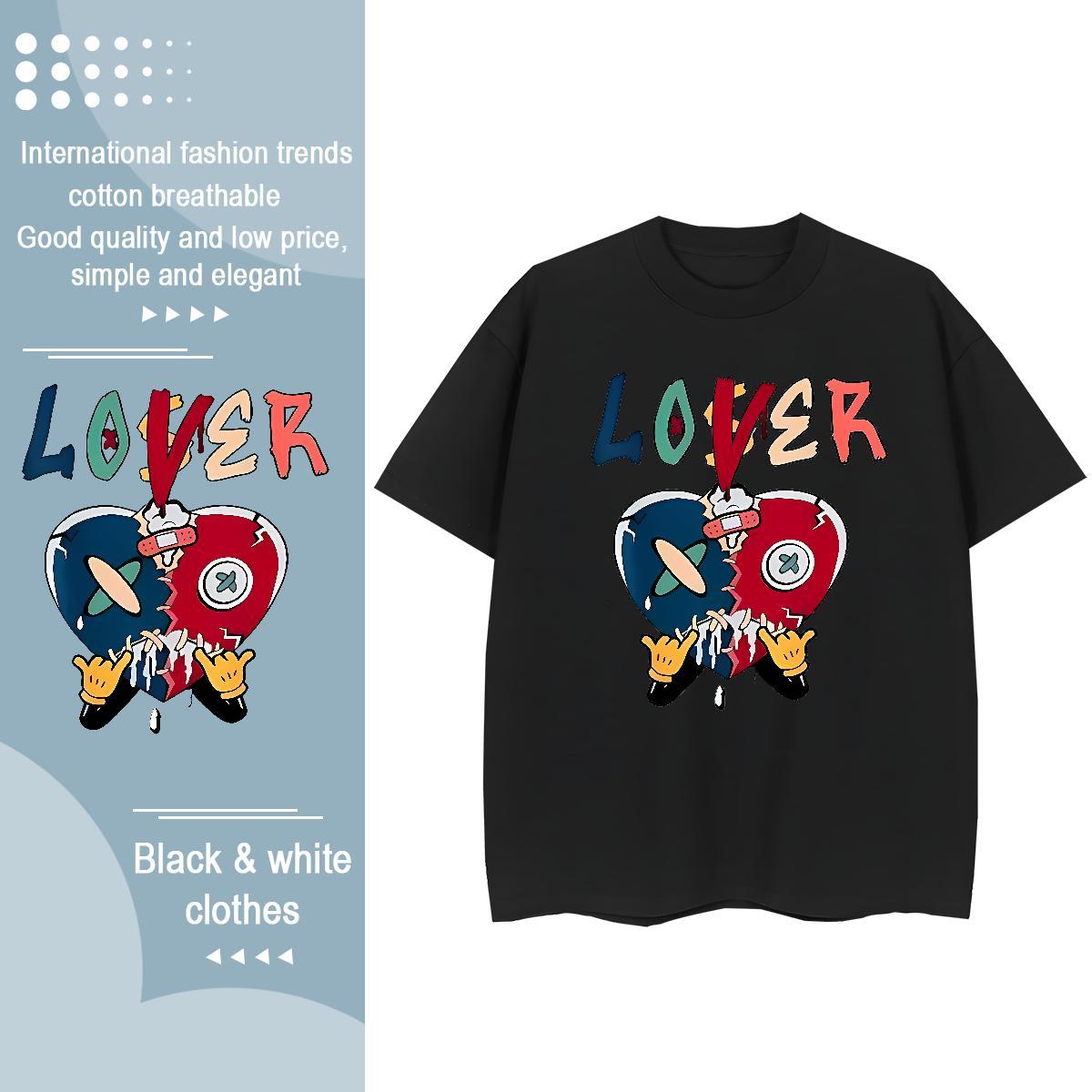 5A Unisex Tshirts 230g Pure Cotton letter Street Wear Woman T Shirts Crew Neck DIY Anime Printed Tops Shirt