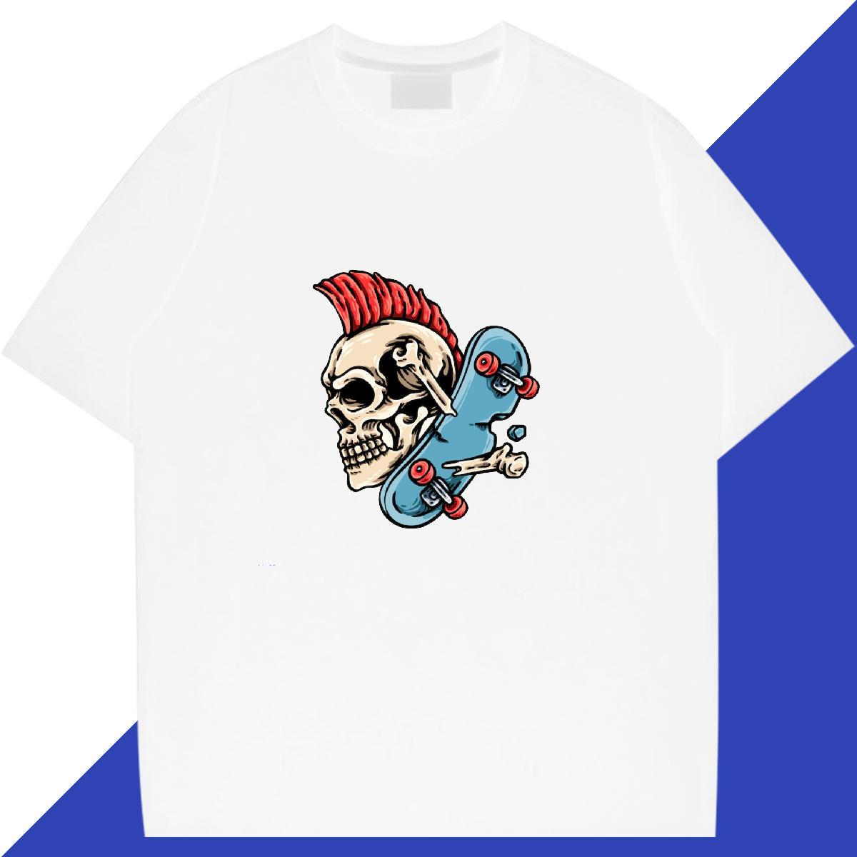 Wholesale T-Shirts for Men 230g Pure Cotton skull Summer Casual DIY Logo Oversized Breathable Men Tees New Designer Tee Shirt