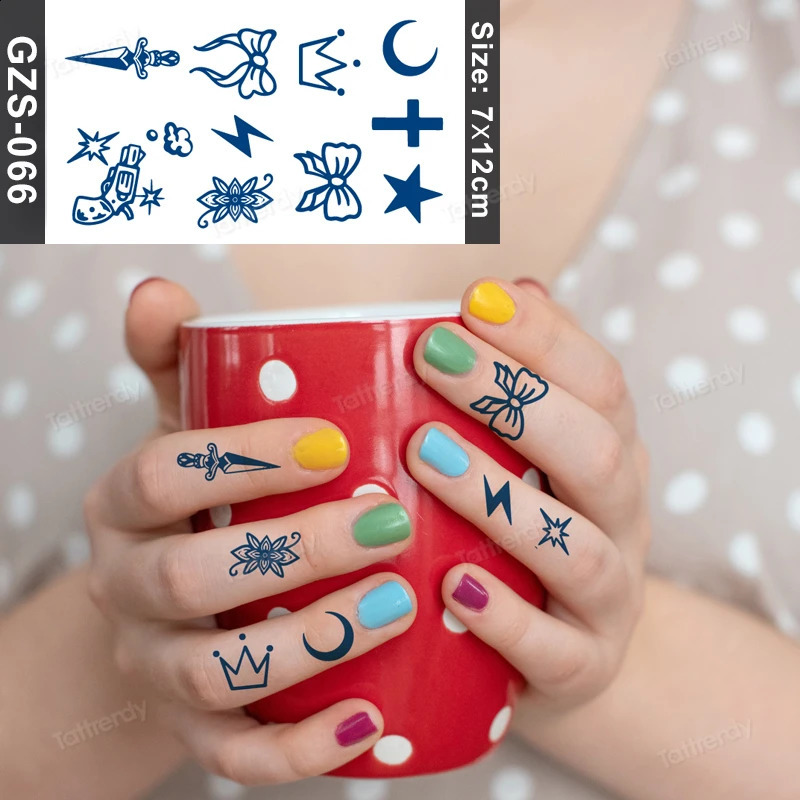 10 pieces/batch semi anent temporary tattoo stickers herbal juice ink long-lasting hand and finger small size tattoo waterproof stickers 240823