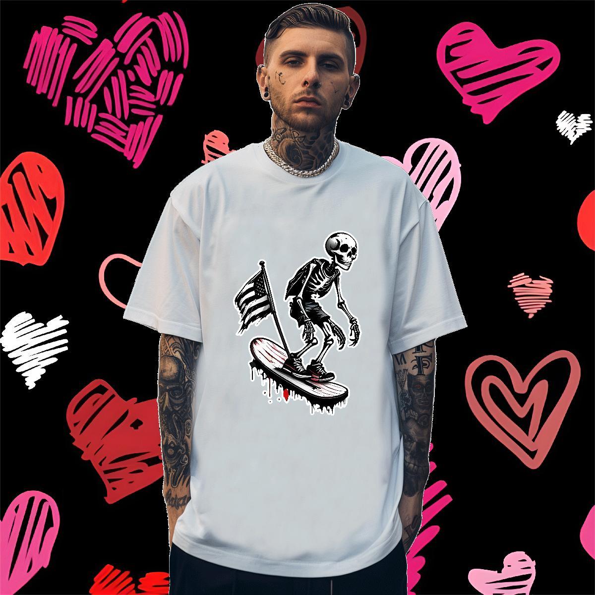 Loose T-Shirts for Men 230g Pure Cotton national flag Street Oversized 3XL 4XL Breathable Soft Men Tops Tees Fashion Designer Clothings