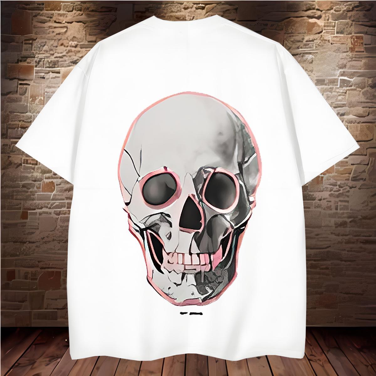 Cool Design T Shirt For Man 230g Cotton skull Daily Outfit Custom Print Oversized Crew Neck Men Tops Tees Classic Casual Tee Shirt