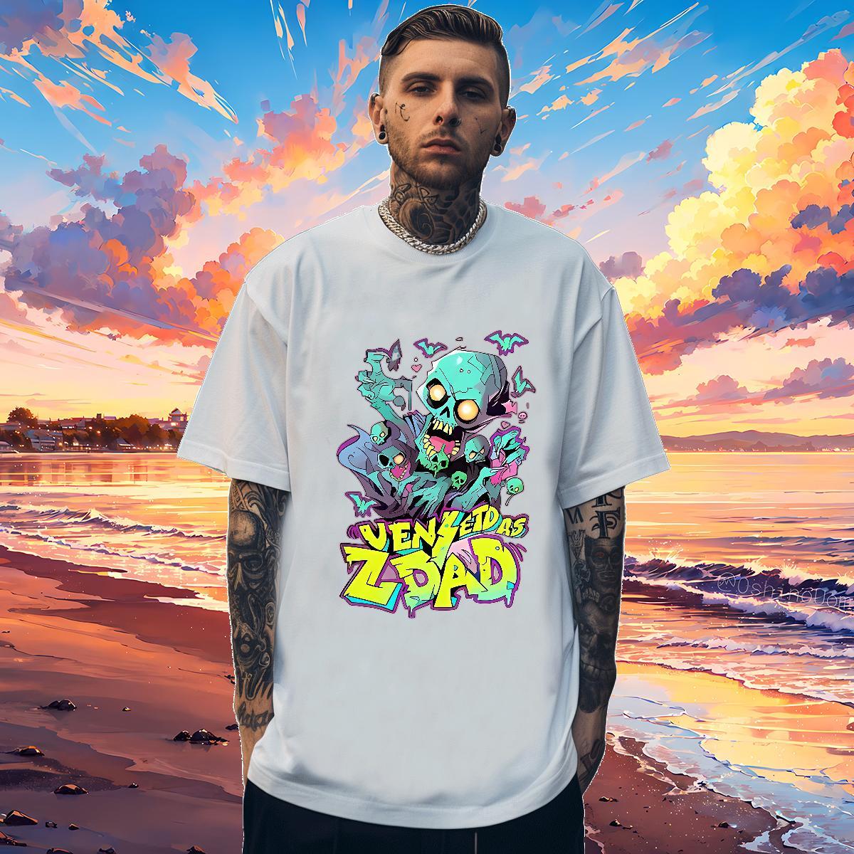 High Quality Men T Shirts 100% Cotton 230g skull Spring Summer Graphic Breathable Soft Tshirt for Man Woman Classic Casual Tees