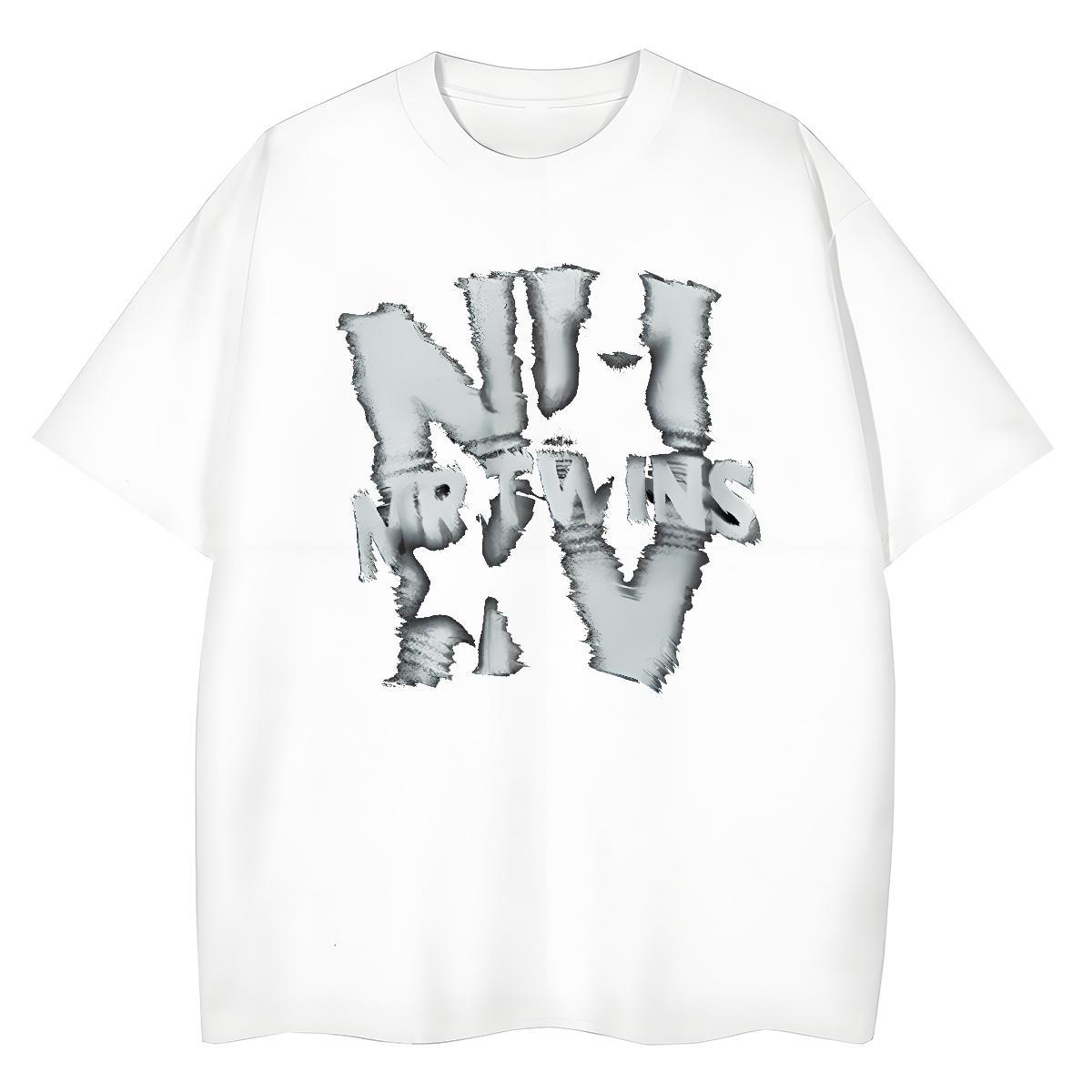 Loose Woman Tshirt 230g Cotton letter Street Wear T Shirts Women O-Neck Short Sleeve Cartoon Print Top Shirts
