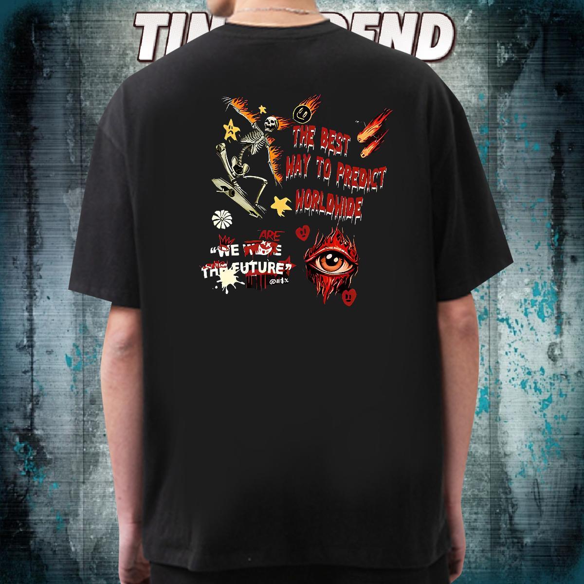 Loose Fit Man T Shirts 100% Cotton 230g eyeball Street Wear Custom Big Size O Neck Short Sleeves Tshirt for Man Woman Free Shipping Clothings
