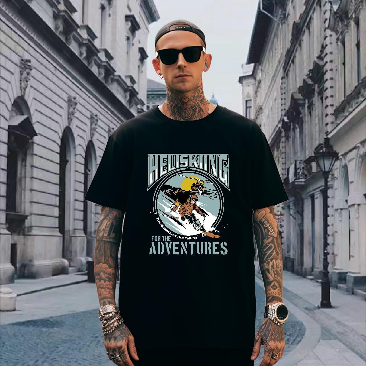 Soft T-Shirts 230g Cotton skiing Casual Daily Wear Customized Print Short Sleeve Soft Couples T Shirts Fashion Casual Top Tees