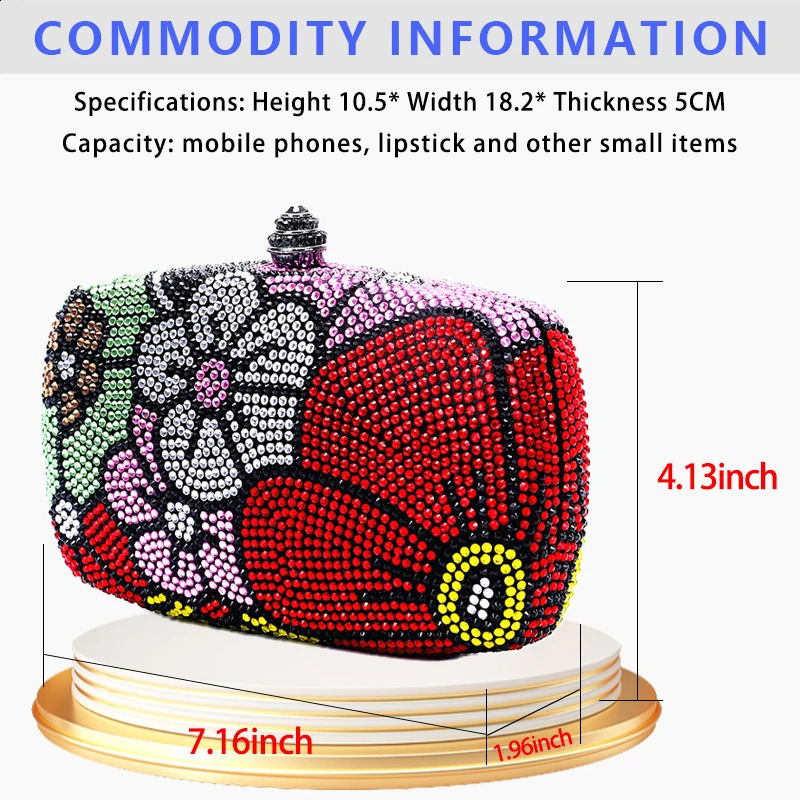 fashion Diamond Dinner bag Wedding Banquet Party Hand Christmas Valentine Ladies Multicolored flower even 240824Z