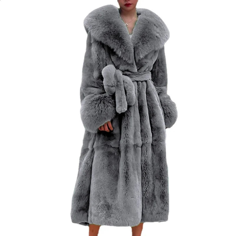 5XL ultrathin mink coat womens artificial fur long winter thick 240824