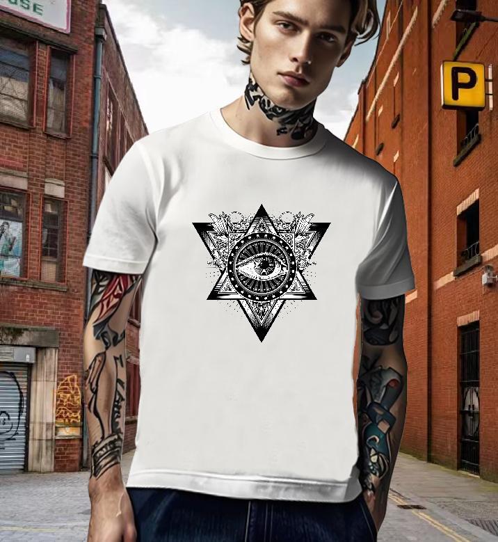 Loose Fit T Shirts Men 100% Cotton 230g eye of the devil Street Oversized 3XL 4XL Breathable Crew Neck Mens Tshirts Designer Fashion Tee Shirt