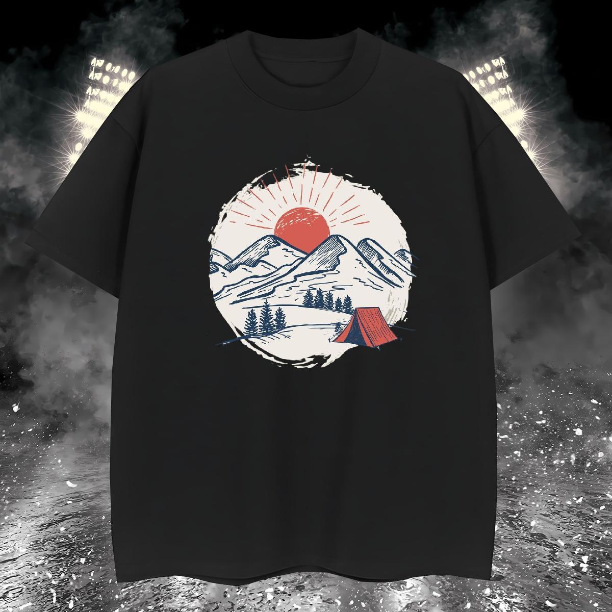 Popular T-Shirts 230g Pure Cotton mountains Hip Hop Street Customized Print Breathable Couples T Shirts DIY Polos
