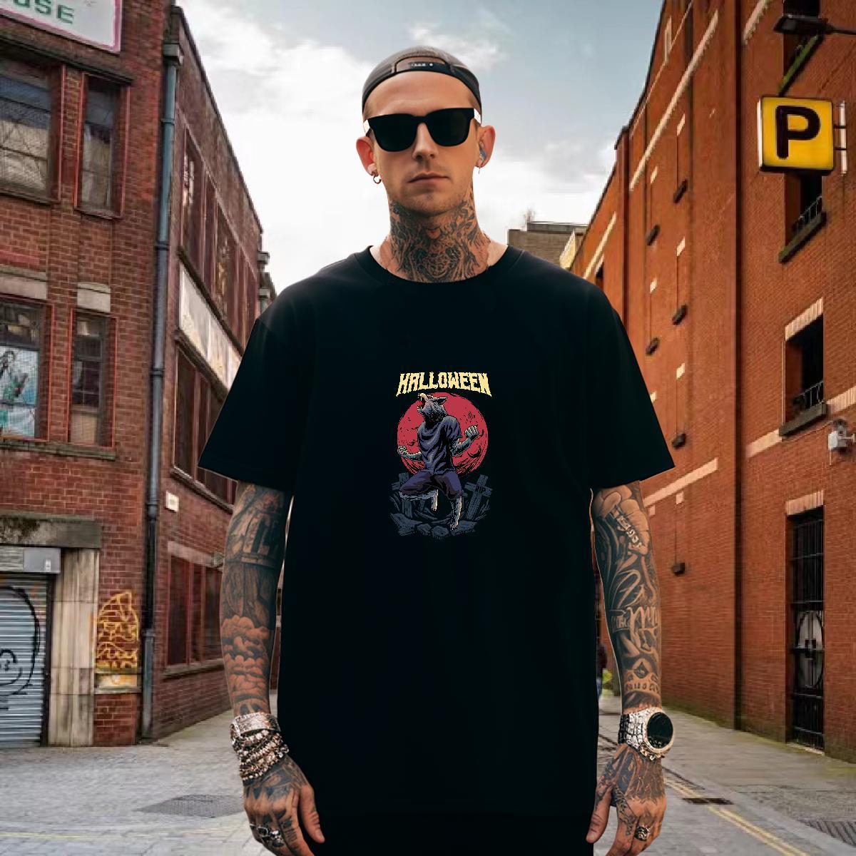 Brand T-Shirts for Men 100% Cotton 230g skull Hip Hop Skull Short Sleeve O-Neck Men Clothes T-Shirt 2024 Designer Tops Tees