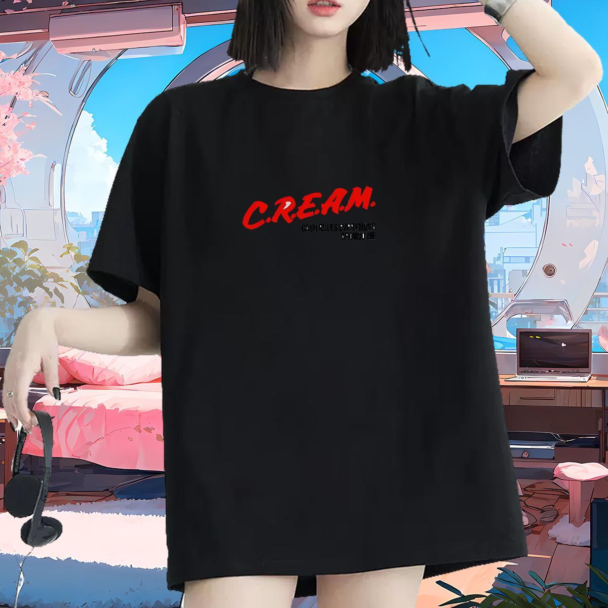 Popular Lady T shirt 230g 100% Cotton letter Sports Casual Womens T Shirts Breathable Short Sleeve Graphic Clothings