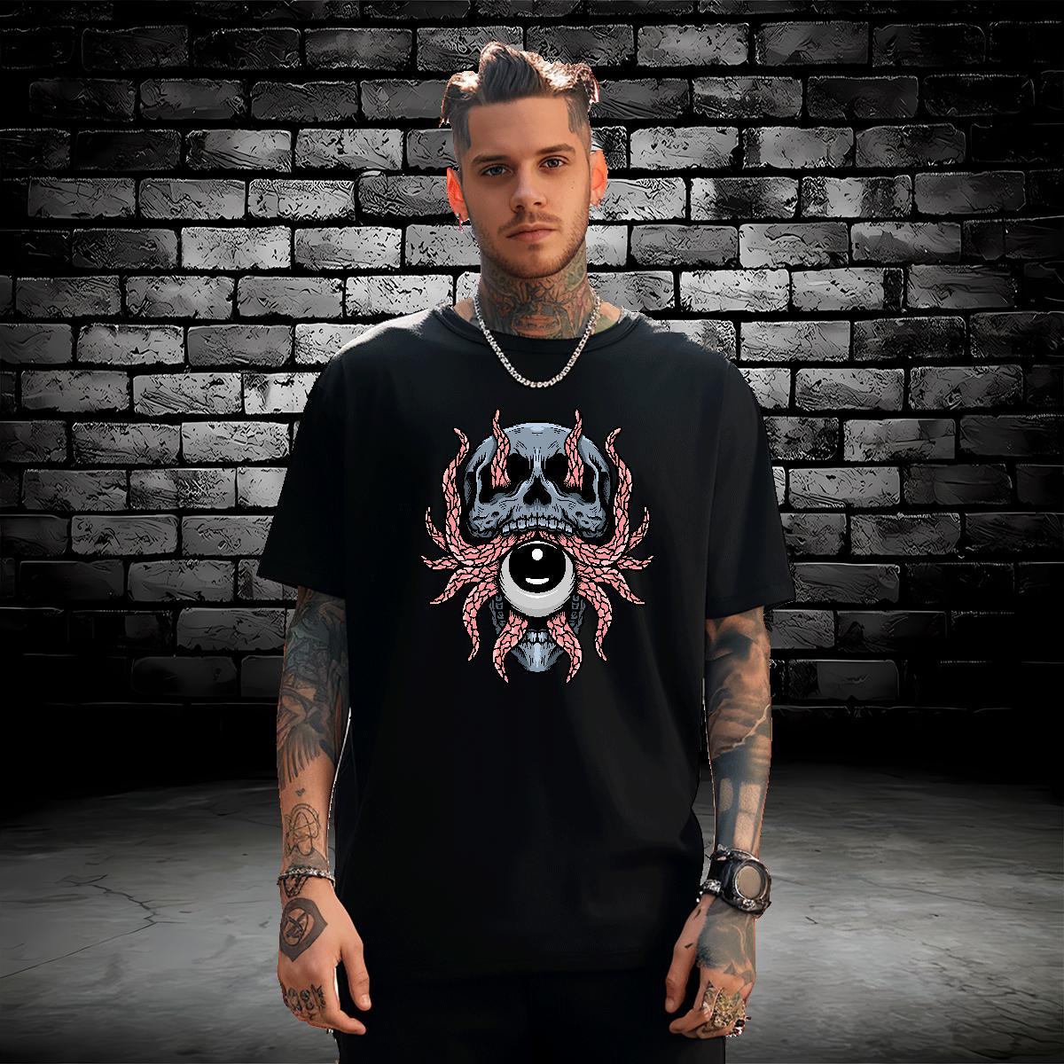 Free Shipping Mens T Shirts 230g Cotton skull Home Outdoor Graphic Breathable Short Sleeve Tshirts 2024 Summer Tops