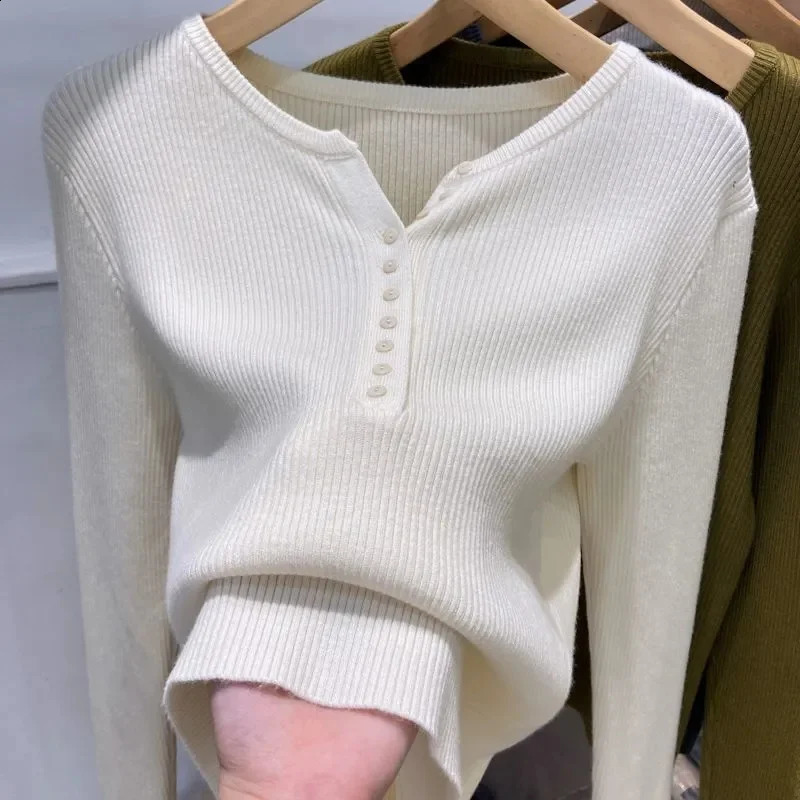 Spring Autumn Womens Sweater Pullovers Spring Warm Slim Bottoming Shirt Long Sleeve Casual Pull Femme Knitwear Jumpers 240824