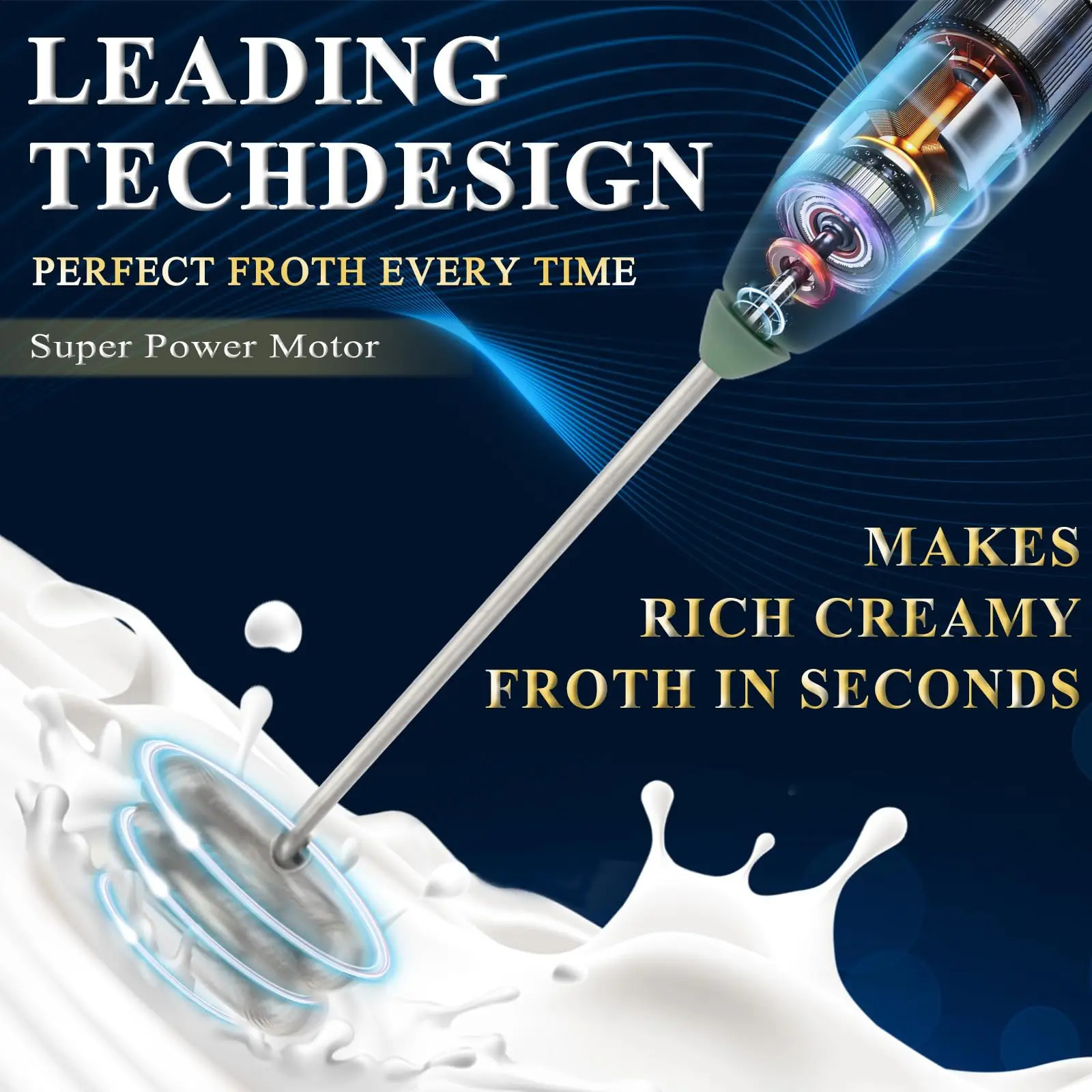 Kitchen Powerful Milk Frother Handheld Foam Maker for Lattes - Whisk Drink Mixer for Coffee Electric Rechargeable Egg Beater 240824