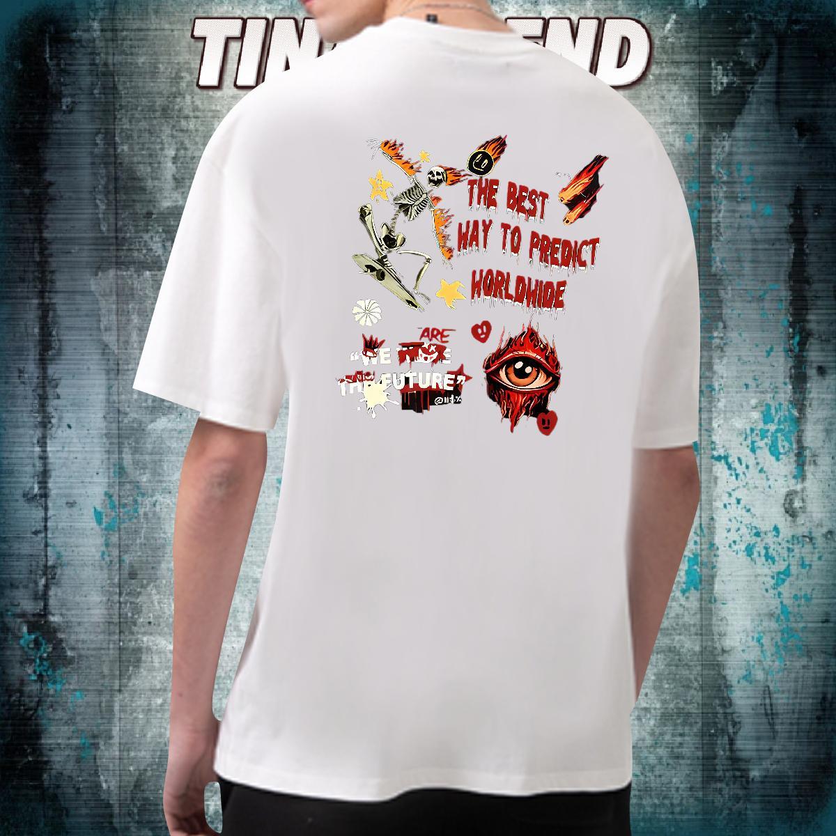 Loose Fit Man T Shirts 100% Cotton 230g eyeball Street Wear Custom Big Size O Neck Short Sleeves Tshirt for Man Woman Free Shipping Clothings