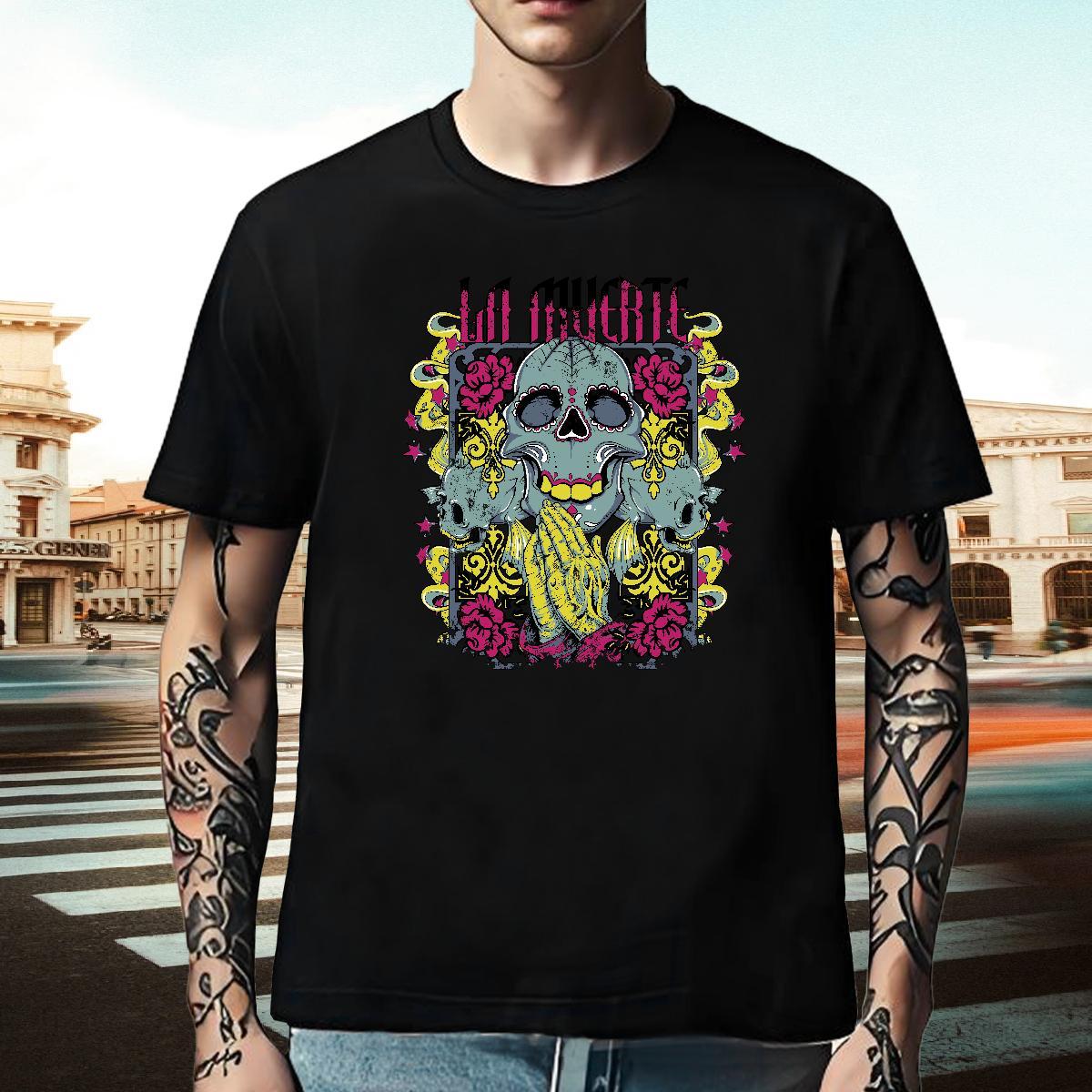 Loose Fit Men T Shirts 100% Cotton 230g skull Street wear Hip Hop DIY Anime Breathable Crew Neck Couples T Shirts Factory Direct Top Tees
