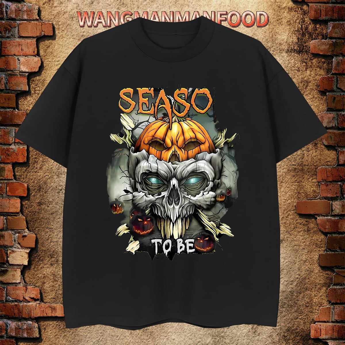 Loose Fit T-Shirts for Men 230g Pure Cotton skull Casual Beach Floral Print Short Sleeve O-Neck Tshirts Fashion New Tops Shirt