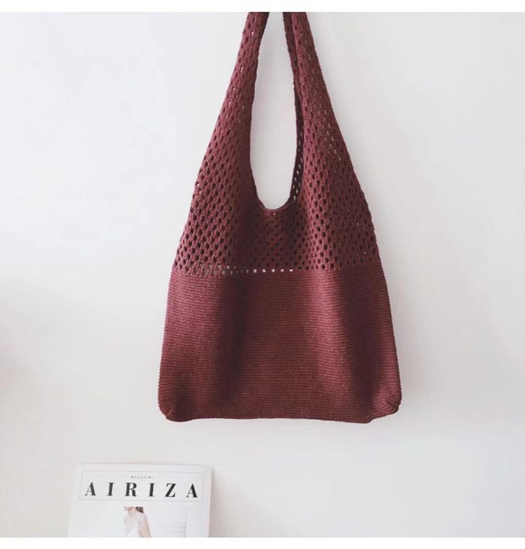 Women Woven Knitted Bags Large Capacity Tote Bags Shoulder Bags Handbag Fashion Free shipping