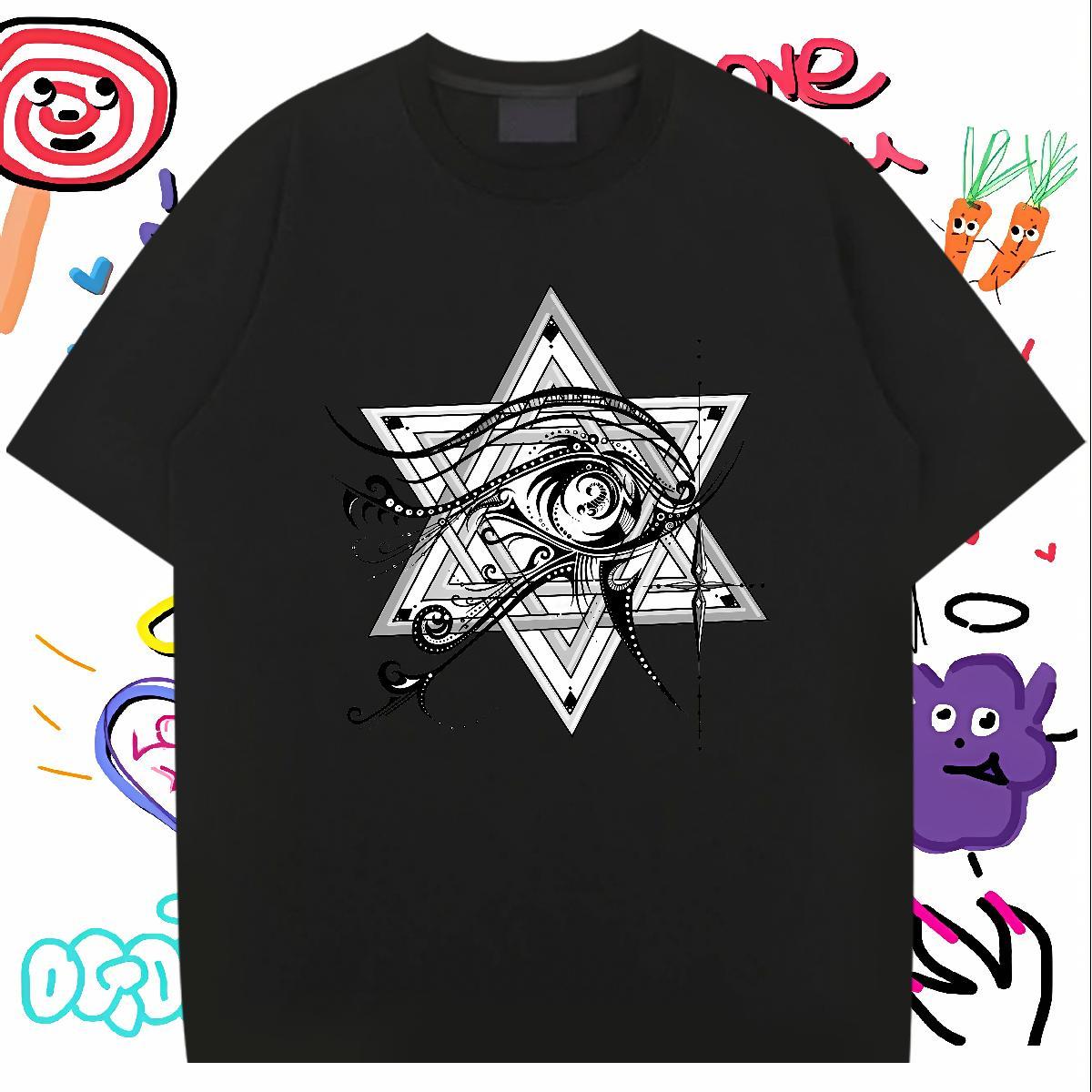 Popular Men T Shirts 230g 100% Cotton eye of the devil Casual Daily Wear Floral Print Breathable Short Sleeve Men Tees New Arrival Clothes