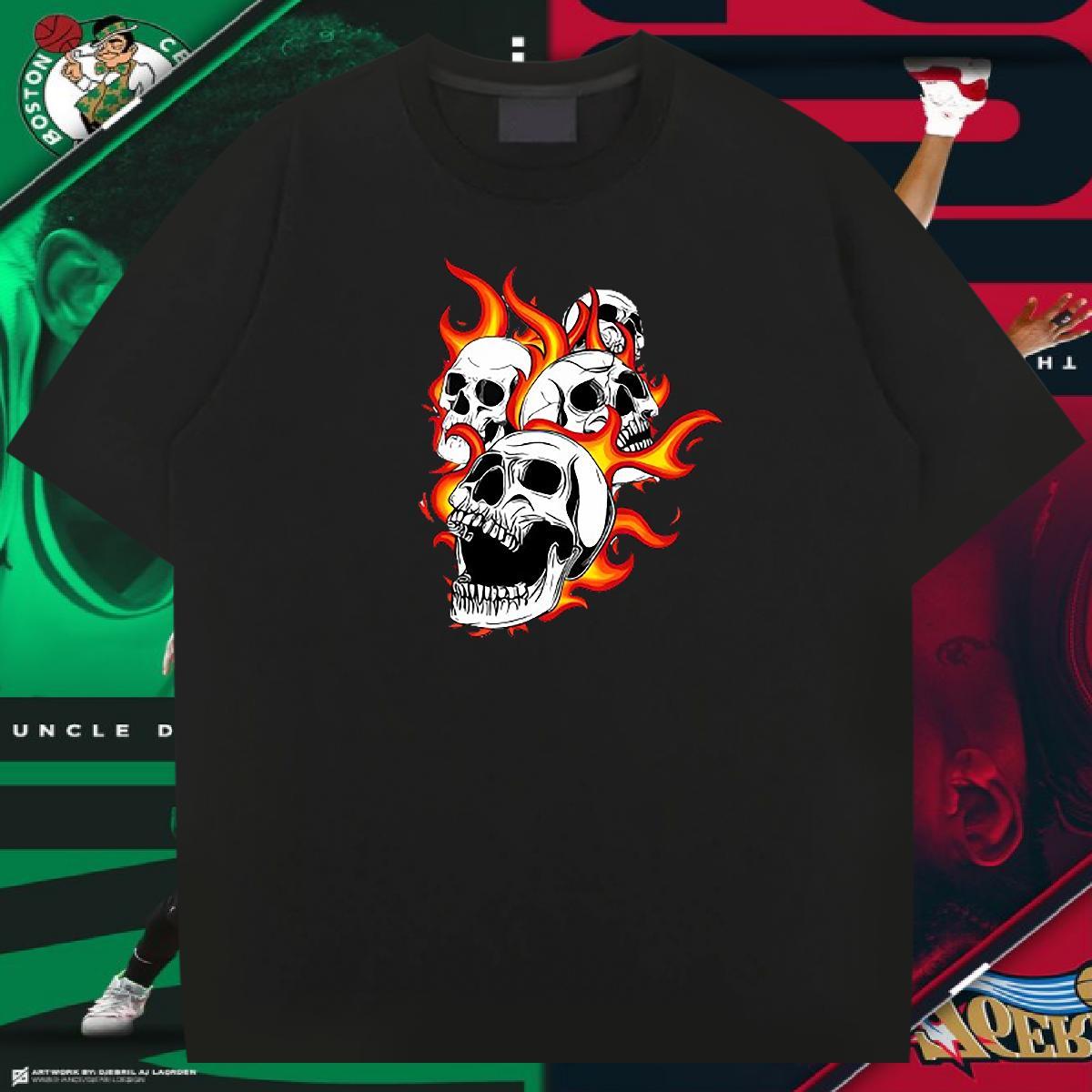 Classic T-Shirts 230g Pure Cotton skull Hip Hop Black White Breathable Soft Mens Tshirts Designer Fashion Tees Shirts