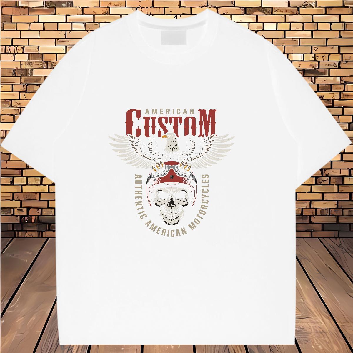 Unisex Man T Shirts 230g Cotton skull Daily Outfit Asian Size Breathable Short Sleeve Men Tees Fashion Design Clothes