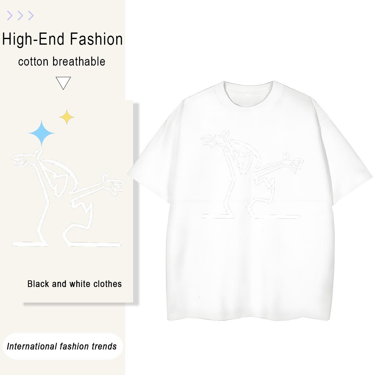 Loose fit Couples T Shirts 230g Pure Cotton Hand drawn Summer Casual T Shirt For Woman Breathable Skull Clothes